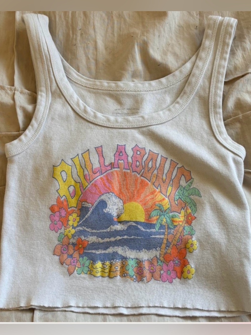Billabong White Cropped Tank Top